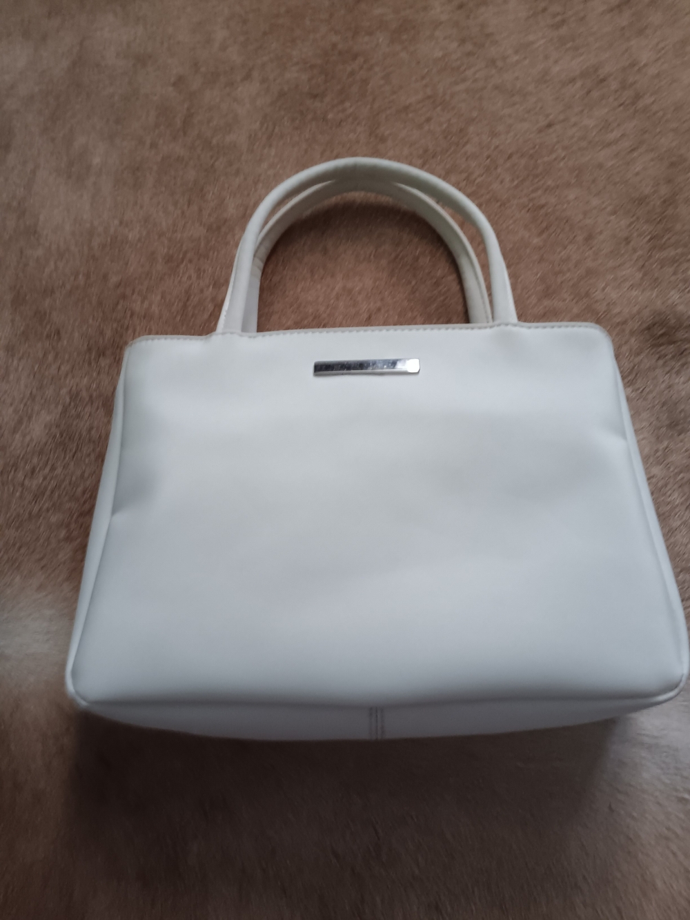 Amanda Smith White Structured Top-Handle Tote